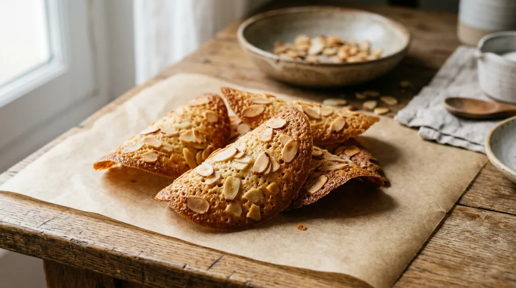 découvrez la recette des tuiles aux amandes de cyril lignac, des biscuits croustillants et fins parfaits pour accompagner vos desserts ou le thé.